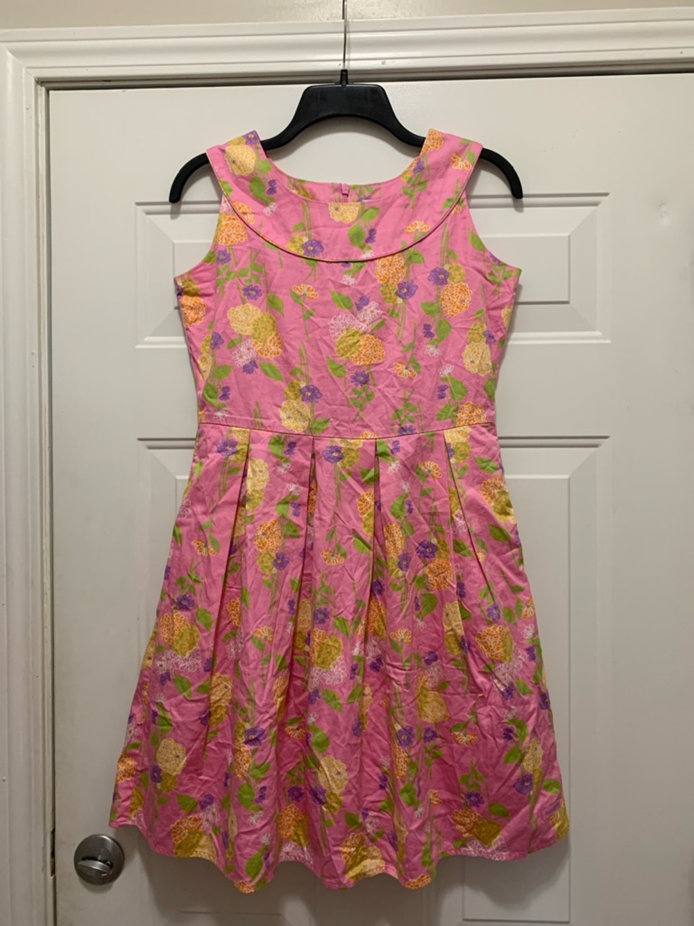 3/$15 American Girl 100% Cotton Pink Floral Fit-and-Flare Dress Size 16